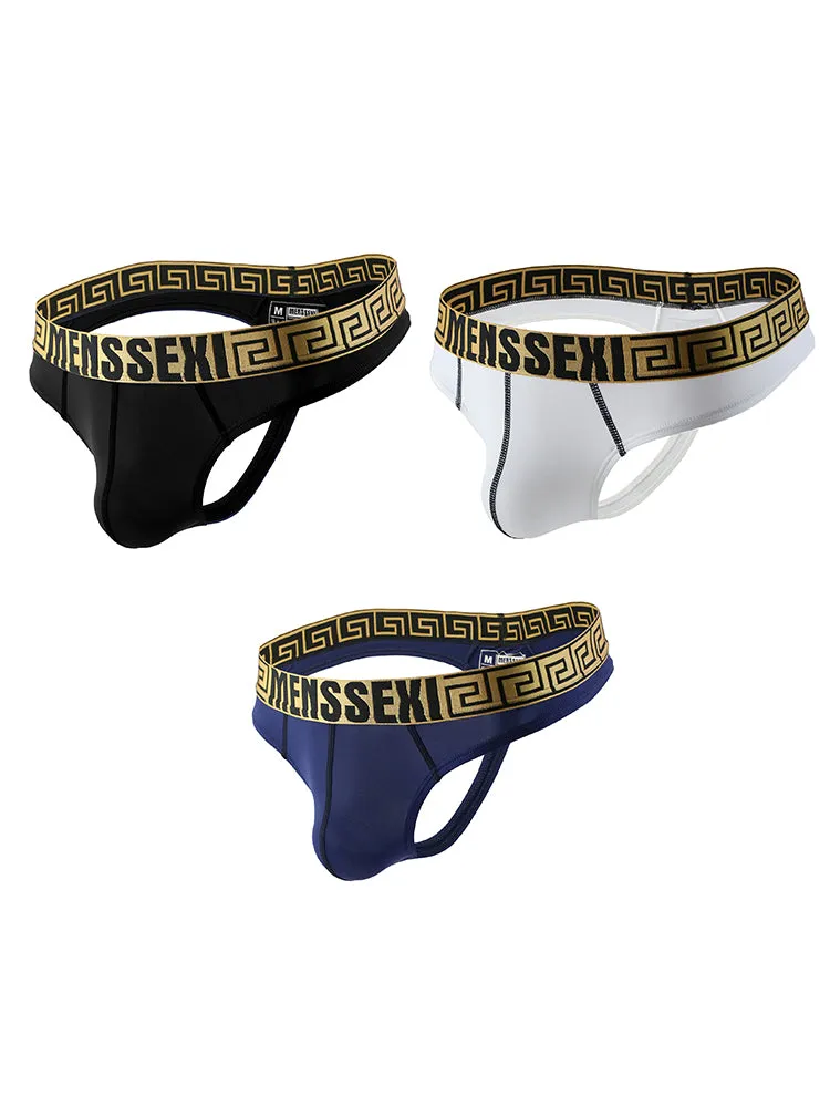 3 Pack Men's Sexy Thong Soft Breathable T-Back Briefs Seamless Briefs