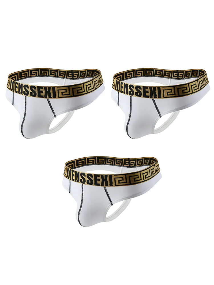 3 Pack Men's Sexy Thong Soft Breathable T-Back Briefs Seamless Briefs