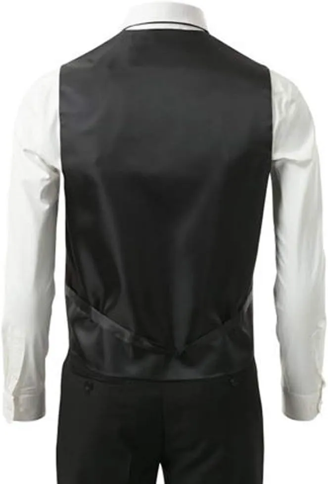 3 Pcs Vest   Tie   Hankie Men's Fashion Formal Dress Suit Slim Tuxedo Waistcoat Coat