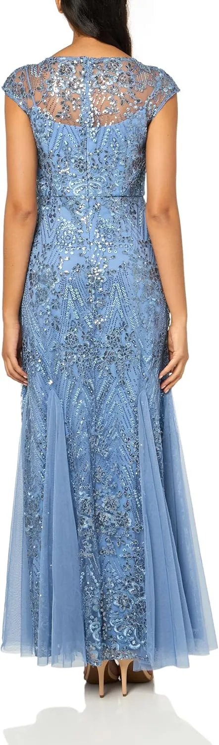 Alex Evenings Women's Long Fit and Flare Mother of The Bride Dress with Godet Detail (Petite and Regular Sizes)