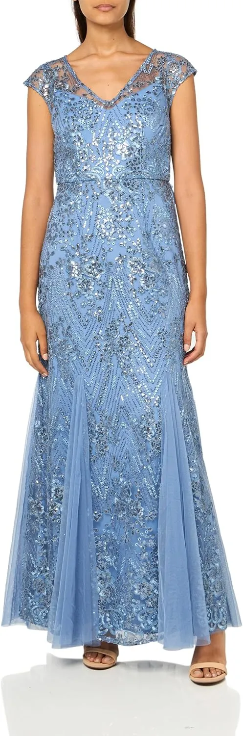 Alex Evenings Women's Long Fit and Flare Mother of The Bride Dress with Godet Detail (Petite and Regular Sizes)