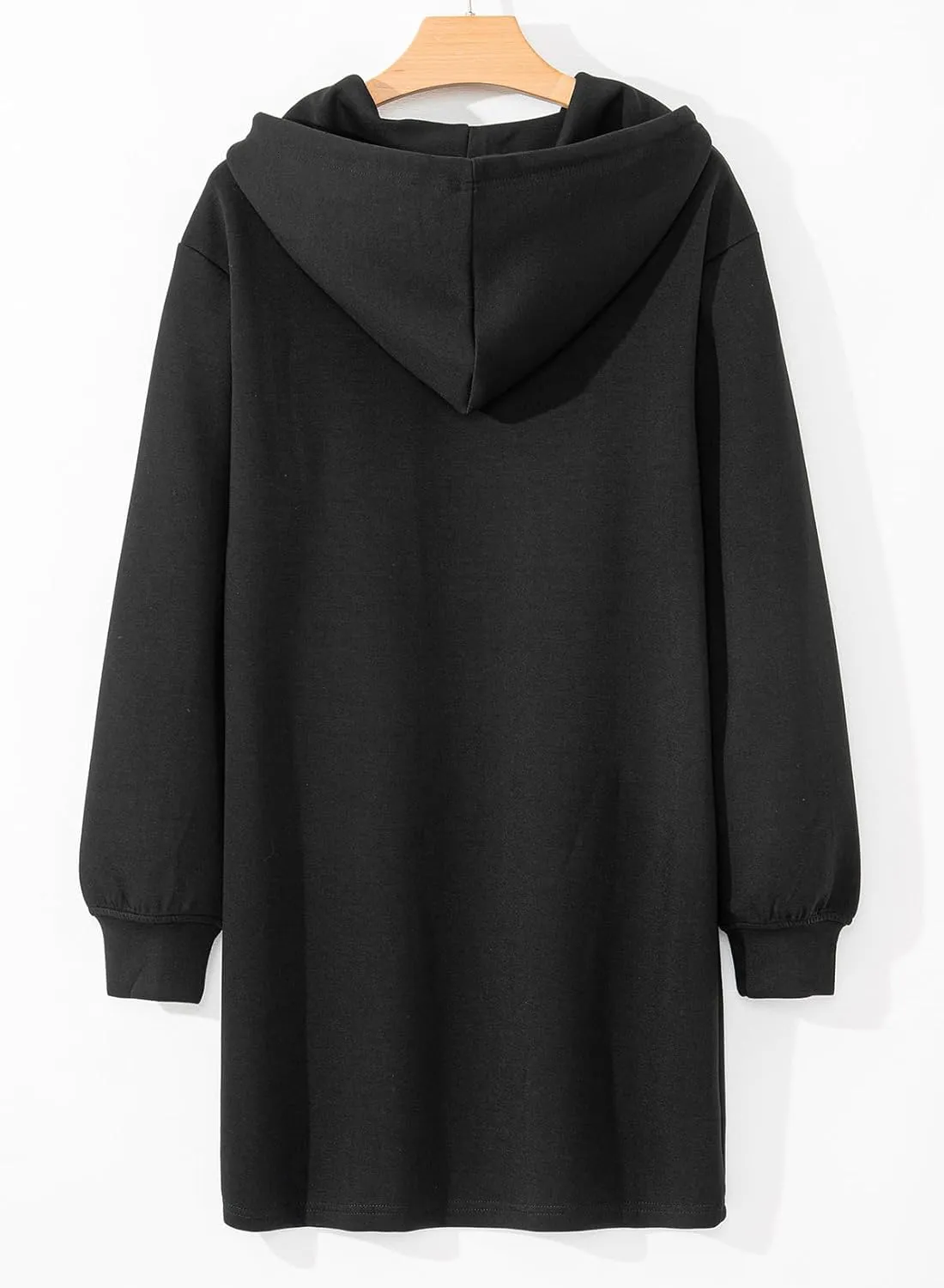 AlvaQ Womens Dresses Fall Winter 2024 Casual Long Sleeve Drawstring Pleated Hoodies Sweatshirt Pullover Tunic Mini Dress