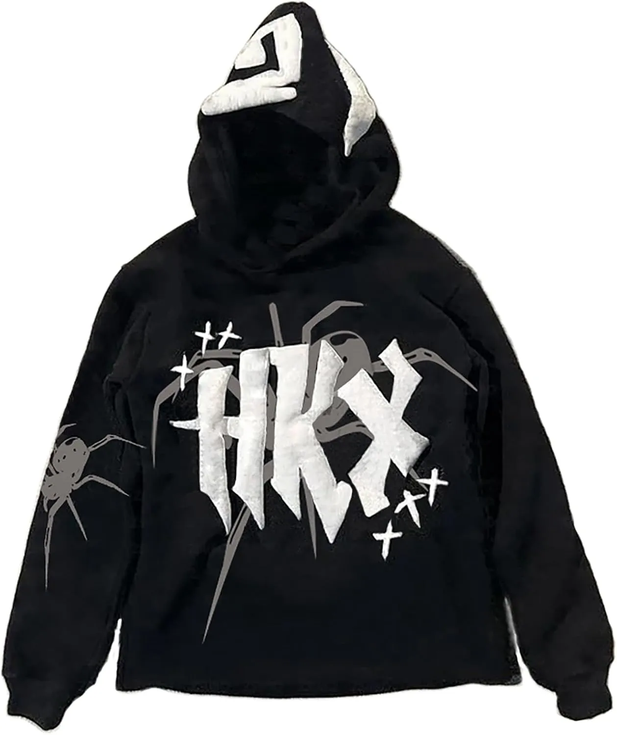 Amiblvowa Y2K Hoodie Men Women Spider Letter Graphic Hoodies Vintage Aesthetic Grunge Sweatshirt Pullover Harajuku Jacket