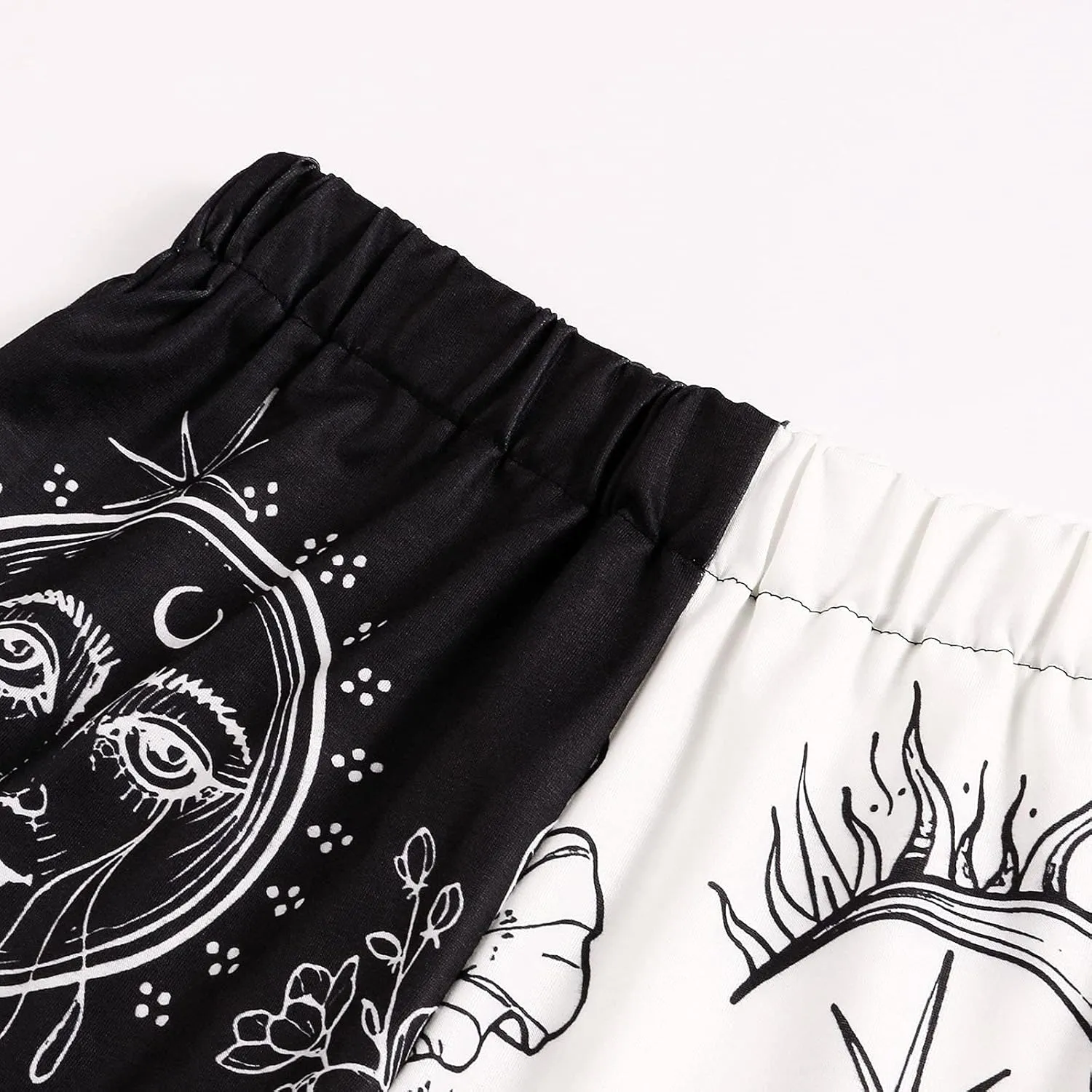 Amuver Women's Boho Hippie Harem Pants High Smocked Waist Printed Patchwork Sweatpants Yoga 90S Goth Baggy Casual Trousers