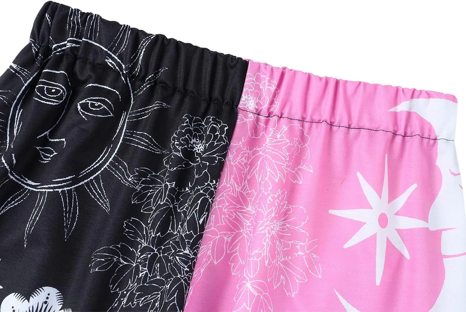 Amuver Women's Boho Hippie Harem Pants High Smocked Waist Printed Patchwork Sweatpants Yoga 90S Goth Baggy Casual Trousers