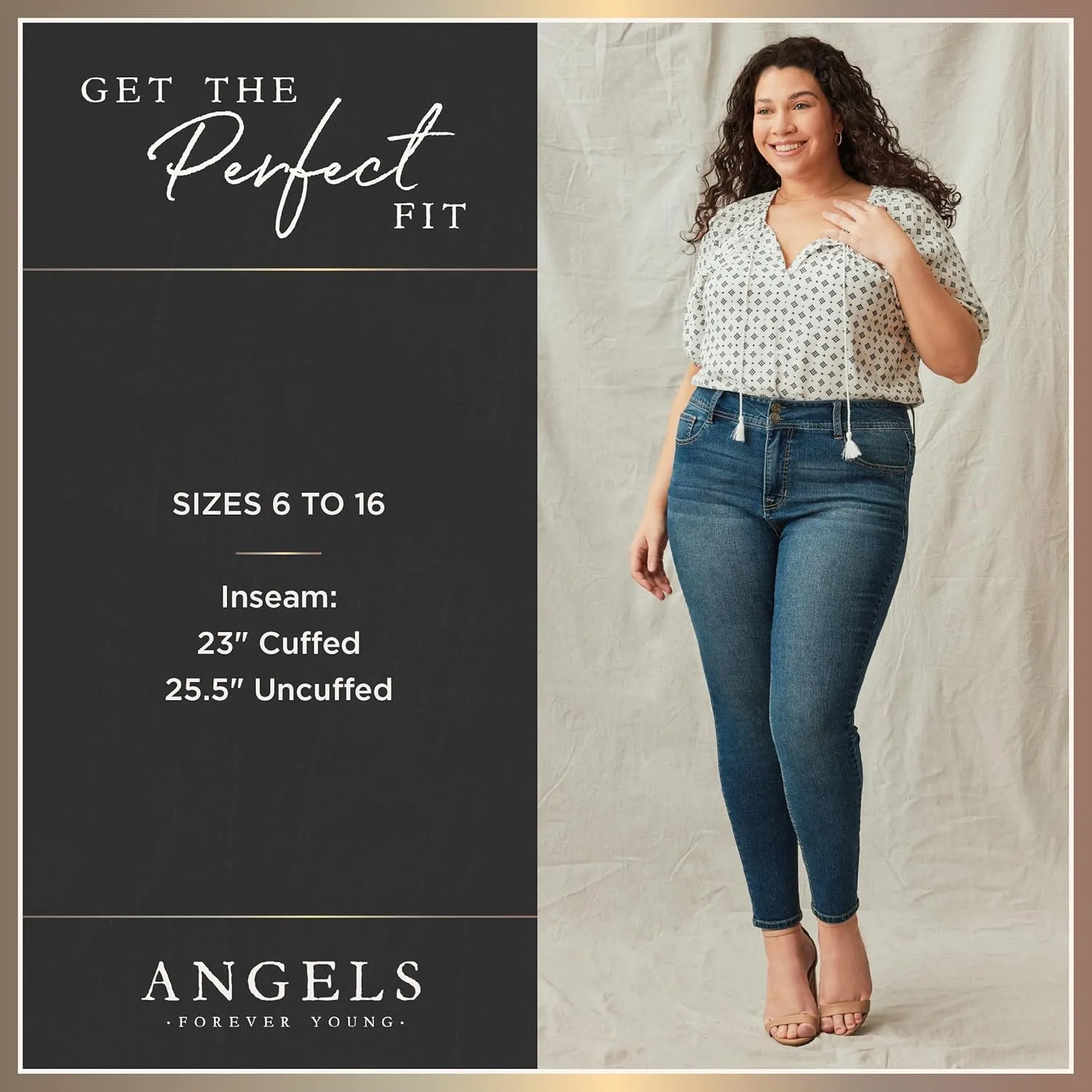 Angels Forever Young Women's Everflex Curvy Skinny Bling 23.5" Crop Jeans
