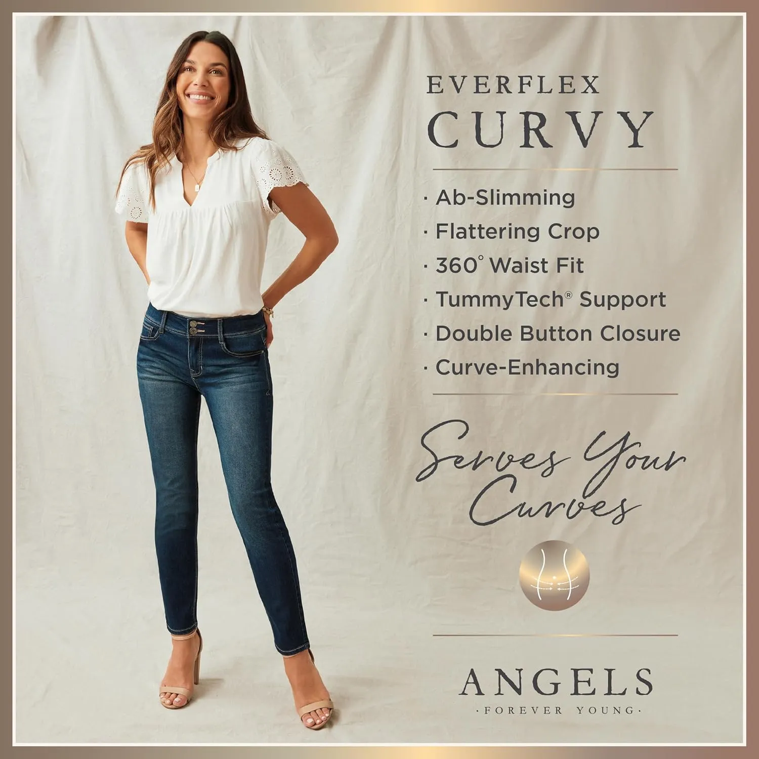 Angels Forever Young Women's Everflex Curvy Skinny Bling 23.5" Crop Jeans