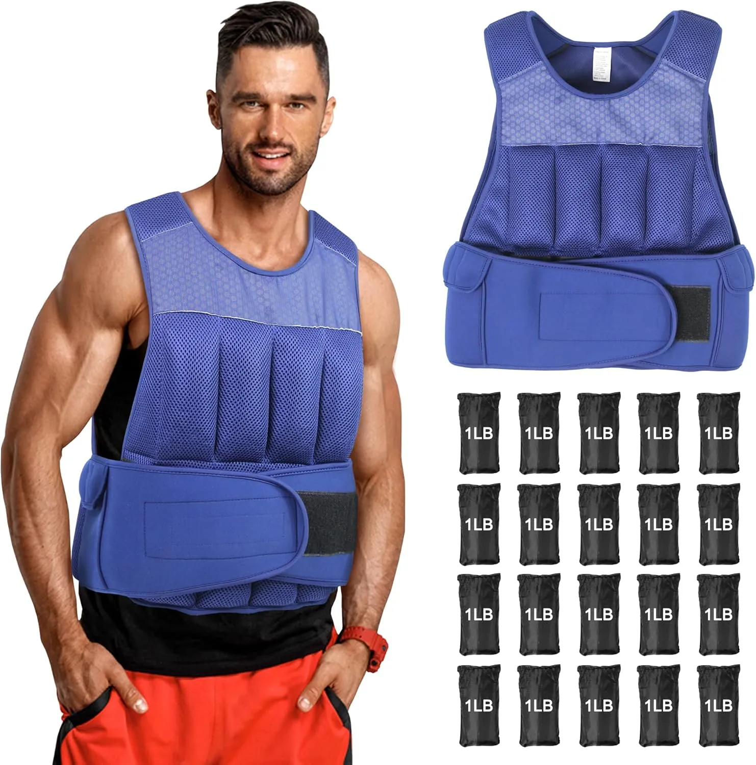 Ativafit Adjustable Weighted Vest Women Men with Reflective Design 2 4 6 8 10 12 14 16 18 20 22 Lbs Workout Vest for Strength Training, Walking, Jogging, Weightlifting, Running Men Women Kids 2-22 Lbs
