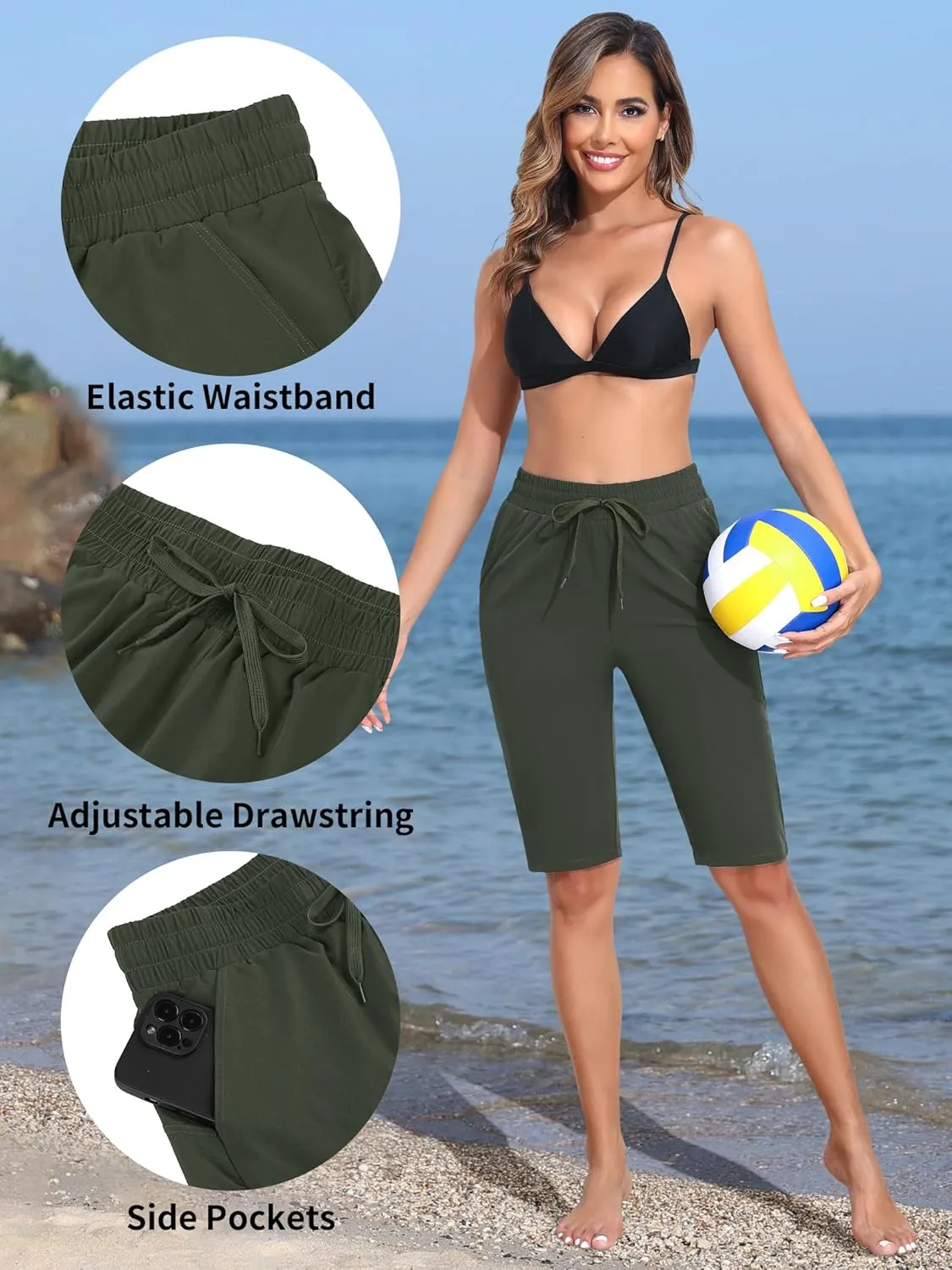 ATTRACO Womens Swim Capri Pants - Capri Swim Leggings for Women