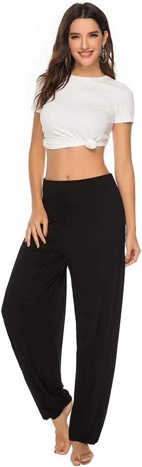 AvaCostume Womens Harem Yoga Pants Side Slit Sport Workout Sweatpants
