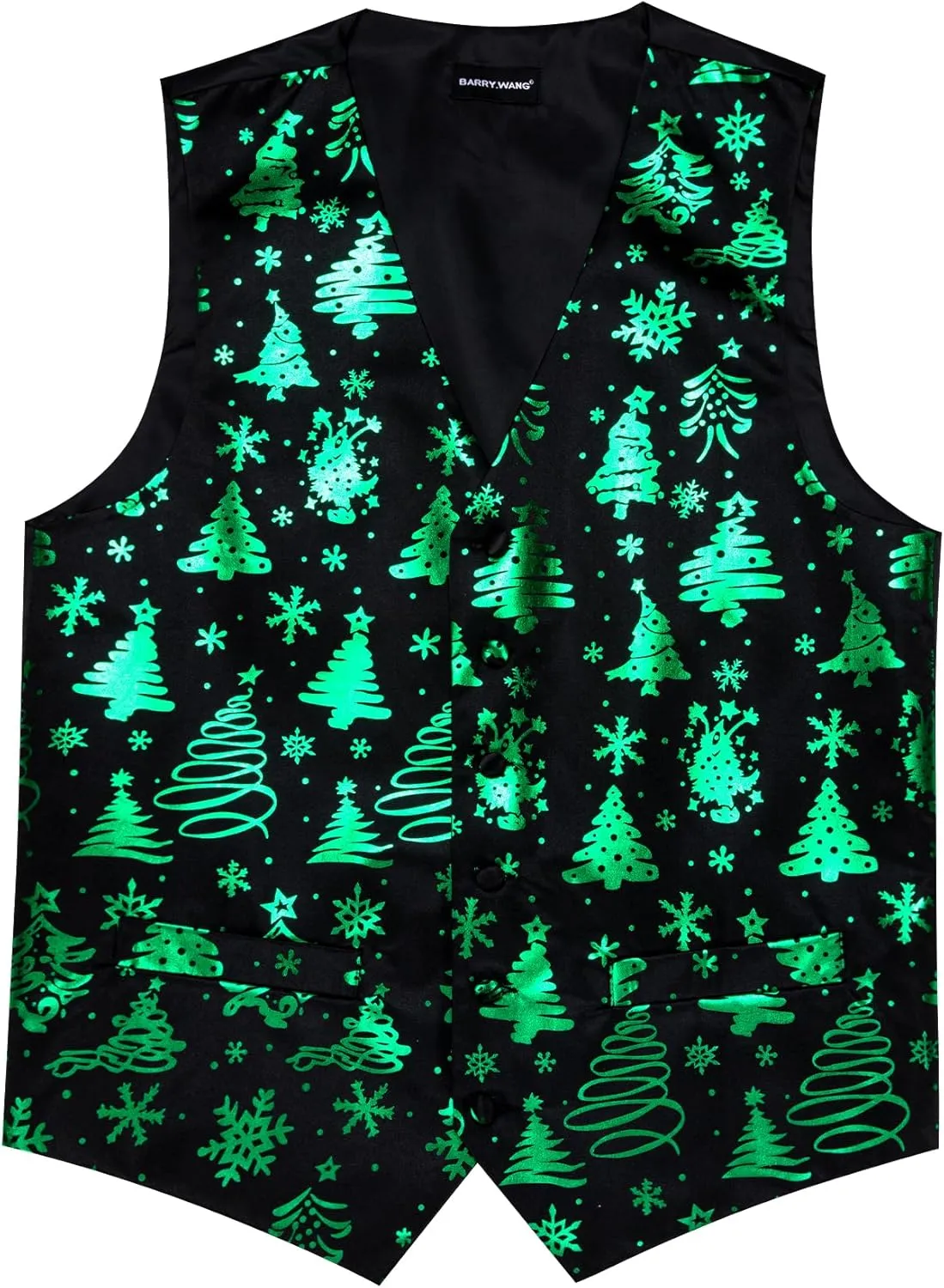 Barry.Wang Mens Christmas Vest Red Green Xmas Tree Snowman Snowflake Festival Suit Waistcoat Bow Tie Set Holiday