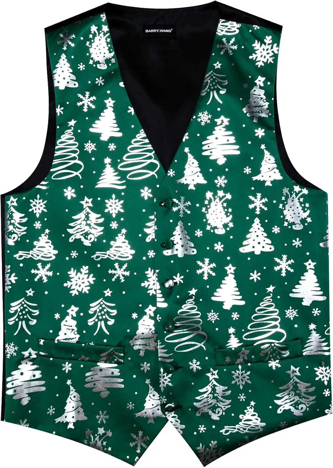 Barry.Wang Mens Christmas Vest Red Green Xmas Tree Snowman Snowflake Festival Suit Waistcoat Bow Tie Set Holiday