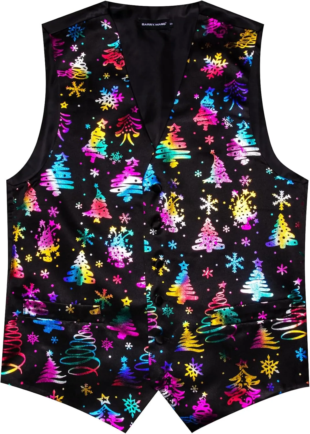 Barry.Wang Mens Christmas Vest Red Green Xmas Tree Snowman Snowflake Festival Suit Waistcoat Bow Tie Set Holiday