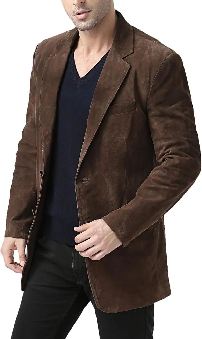 BGSD Men Cliff 2-Button Suede Leather Blazer Sport Coat Jacket (Also available in Big and Tall and Short)