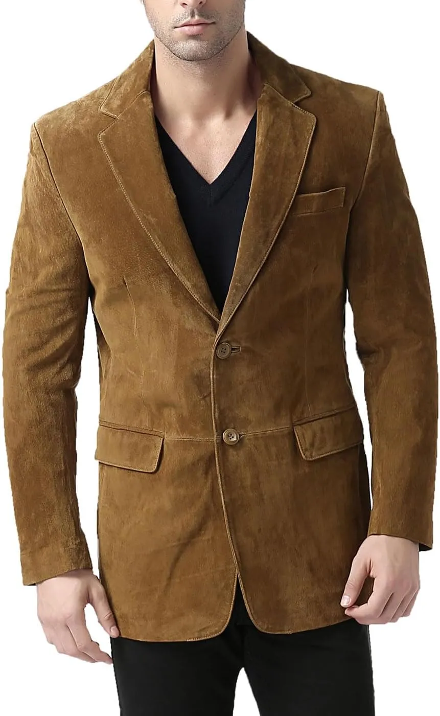 BGSD Men Cliff 2-Button Suede Leather Blazer Sport Coat Jacket (Also available in Big and Tall and Short)