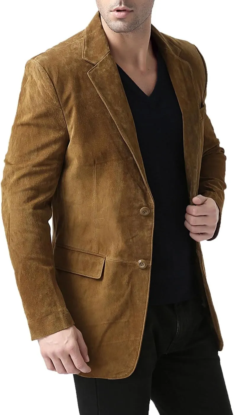 BGSD Men Cliff 2-Button Suede Leather Blazer Sport Coat Jacket (Also available in Big and Tall and Short)