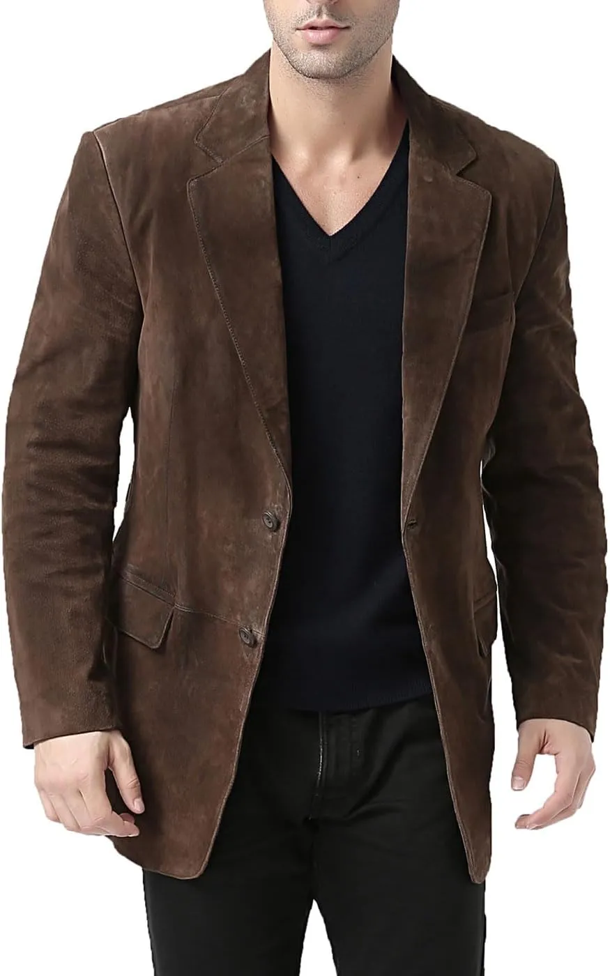 BGSD Men Cliff 2-Button Suede Leather Blazer Sport Coat Jacket (Also available in Big and Tall and Short)