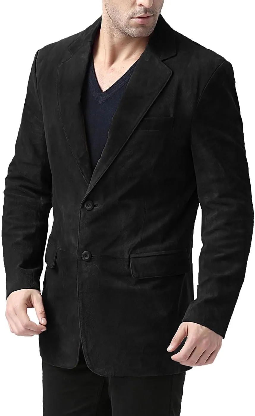 BGSD Men Cliff 2-Button Suede Leather Blazer Sport Coat Jacket (Also available in Big and Tall and Short)