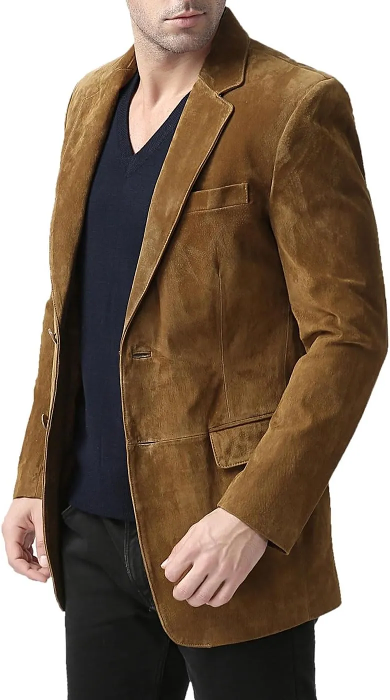 BGSD Men Cliff 2-Button Suede Leather Blazer Sport Coat Jacket (Also available in Big and Tall and Short)