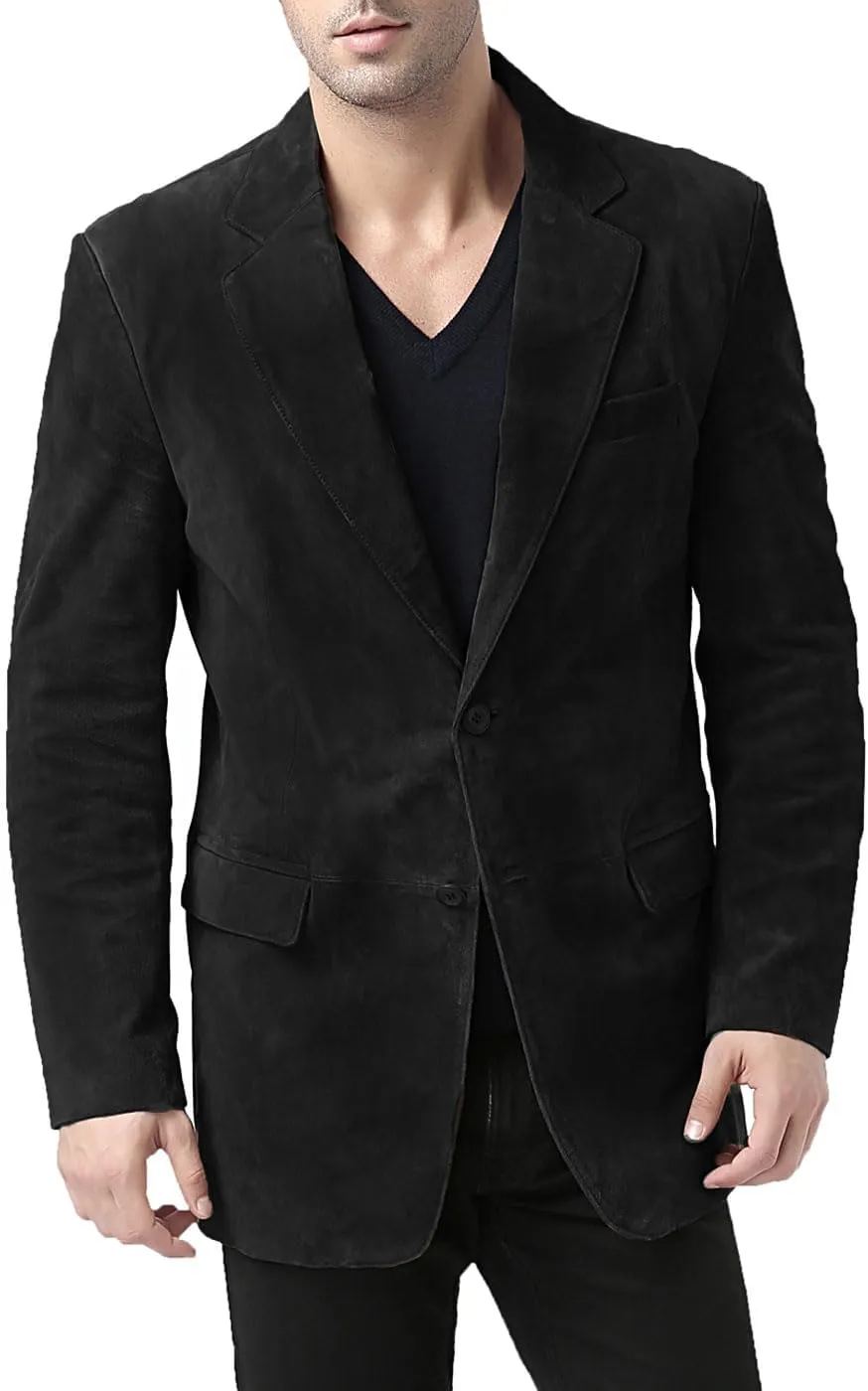 BGSD Men Cliff 2-Button Suede Leather Blazer Sport Coat Jacket (Also available in Big and Tall and Short)