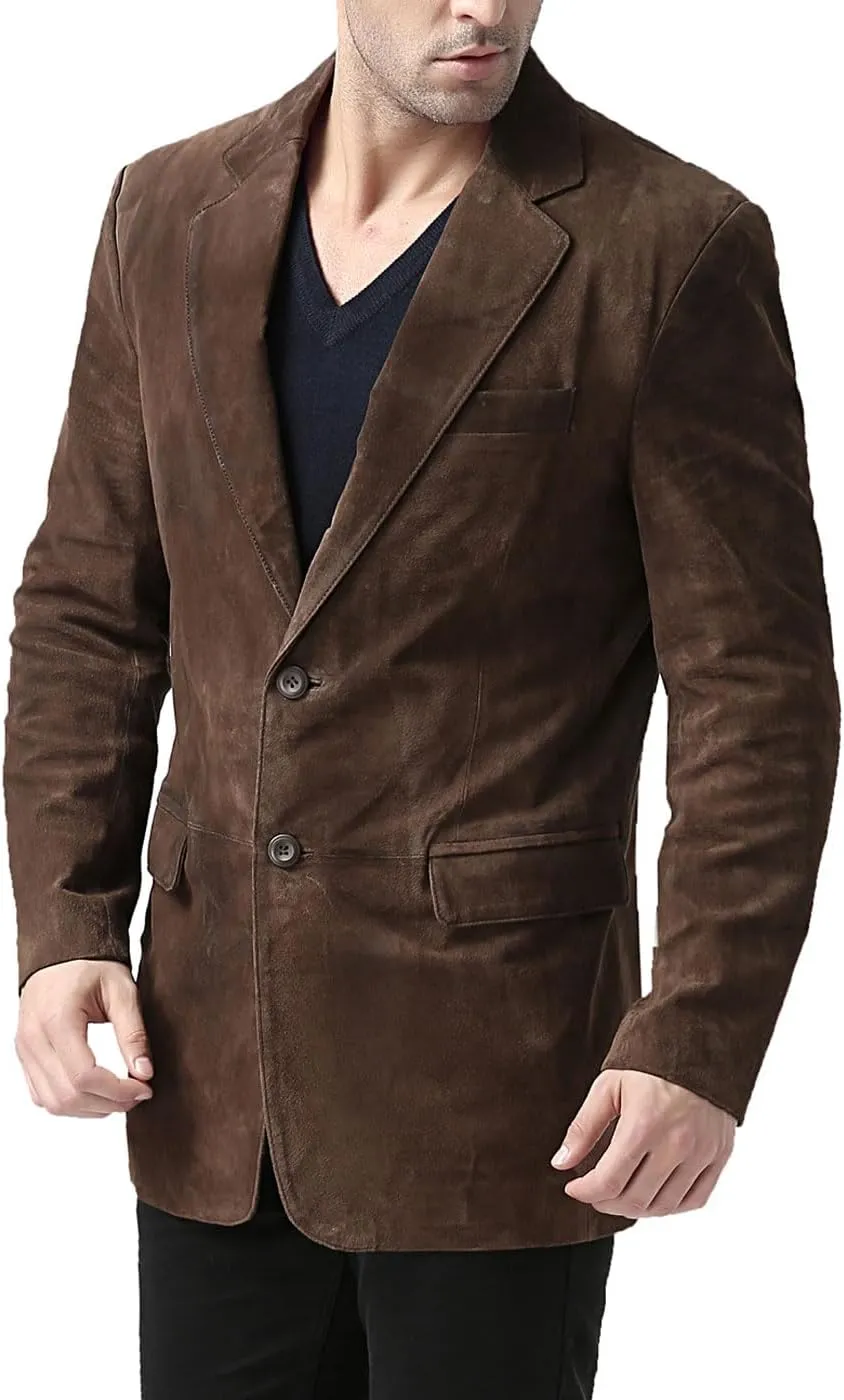 BGSD Men Cliff 2-Button Suede Leather Blazer Sport Coat Jacket (Also available in Big and Tall and Short)