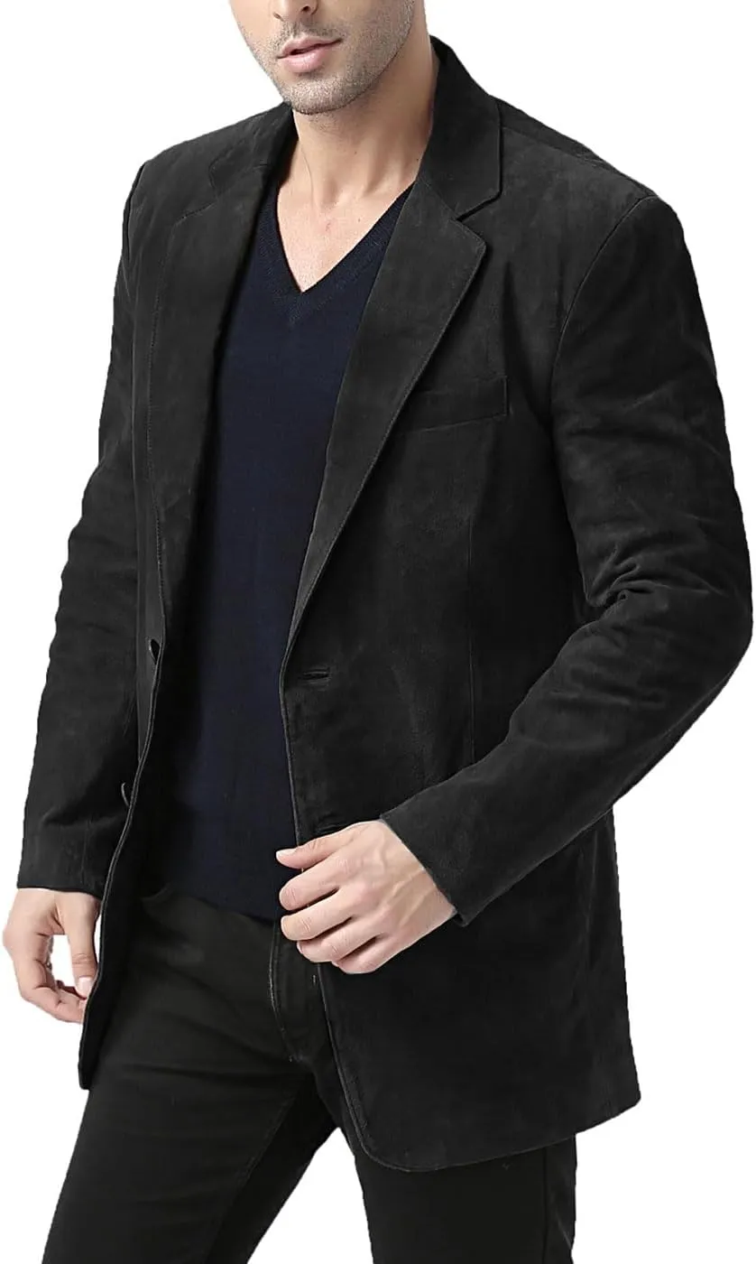 BGSD Men Cliff 2-Button Suede Leather Blazer Sport Coat Jacket (Also available in Big and Tall and Short)