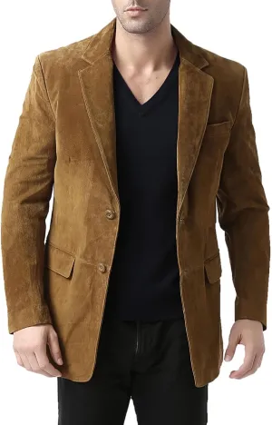 BGSD Men Cliff 2-Button Suede Leather Blazer Sport Coat Jacket (Also available in Big and Tall and Short)