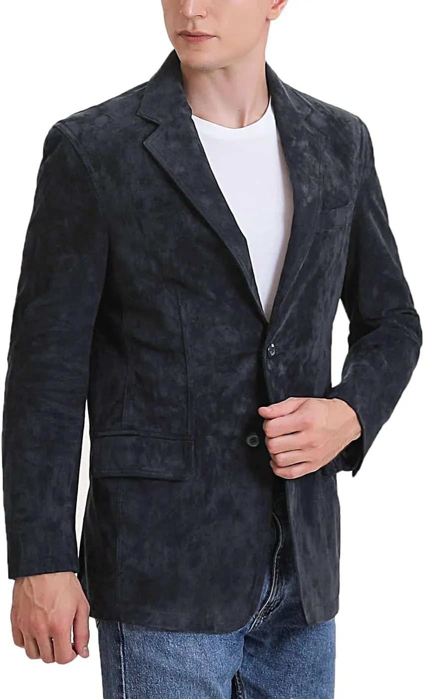 BGSD Men Richard Classic Leather Blazer Lambskin Sport Coat Jacket (Regular, Big & Tall and Short)