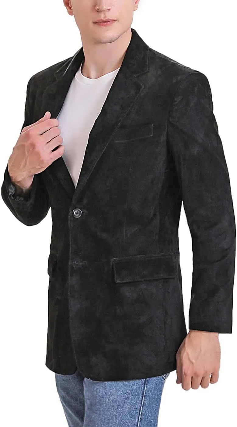 BGSD Men Richard Classic Leather Blazer Lambskin Sport Coat Jacket (Regular, Big & Tall and Short)