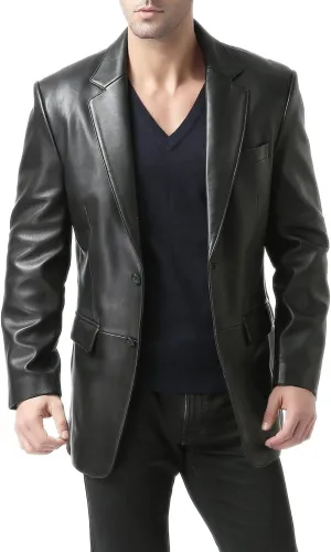 BGSD Men Richard Classic Leather Blazer Lambskin Sport Coat Jacket (Regular, Big & Tall and Short)