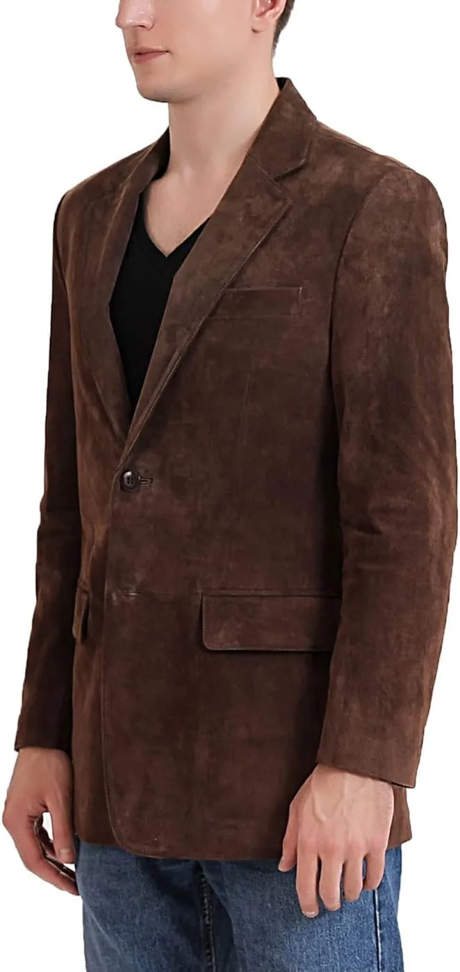 BGSD Men Richard Classic Leather Blazer Lambskin Sport Coat Jacket (Regular, Big & Tall and Short)