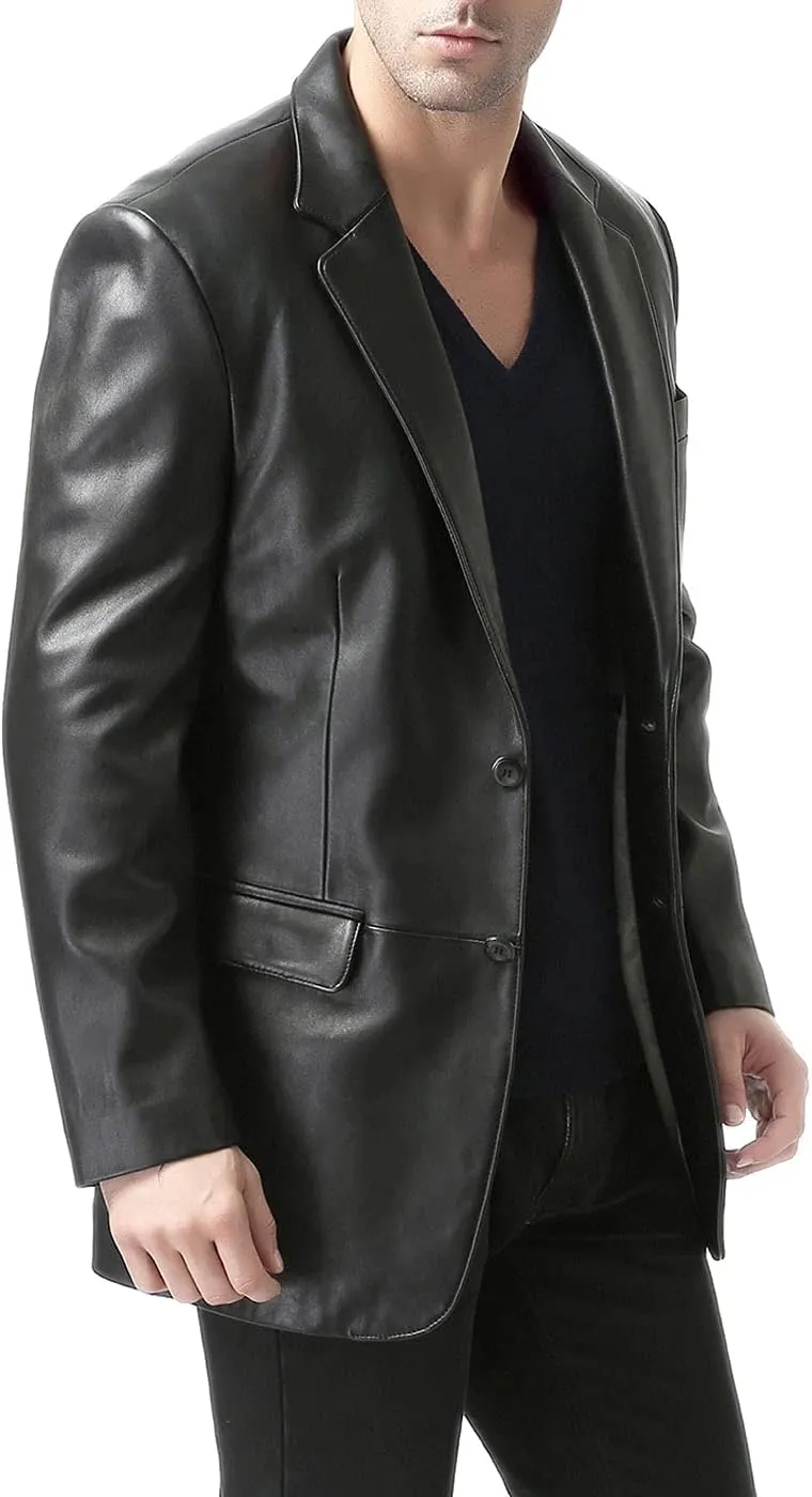BGSD Men Richard Classic Leather Blazer Lambskin Sport Coat Jacket (Regular, Big & Tall and Short)