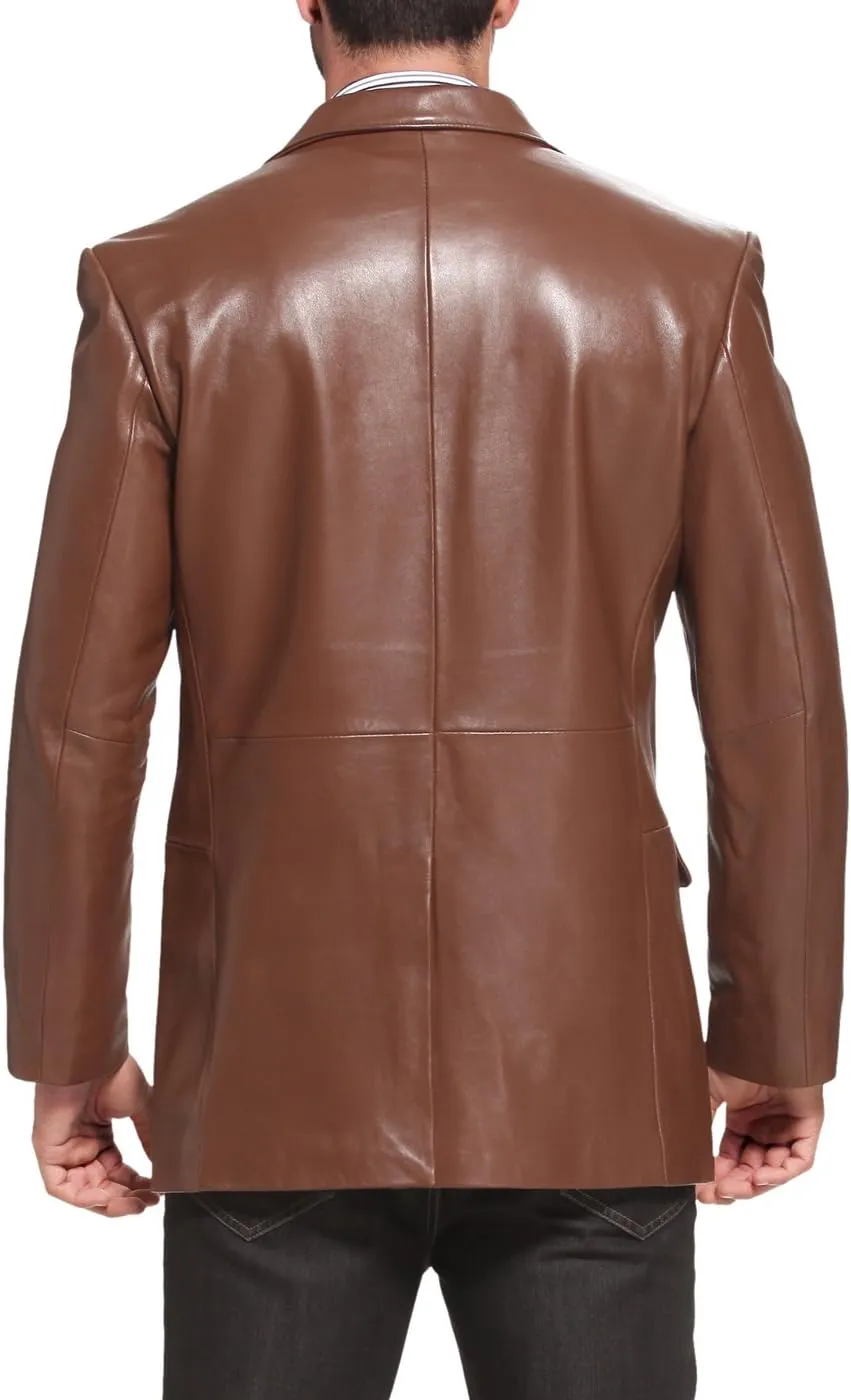 BGSD Men Richard Classic Leather Blazer Lambskin Sport Coat Jacket (Regular, Big & Tall and Short)