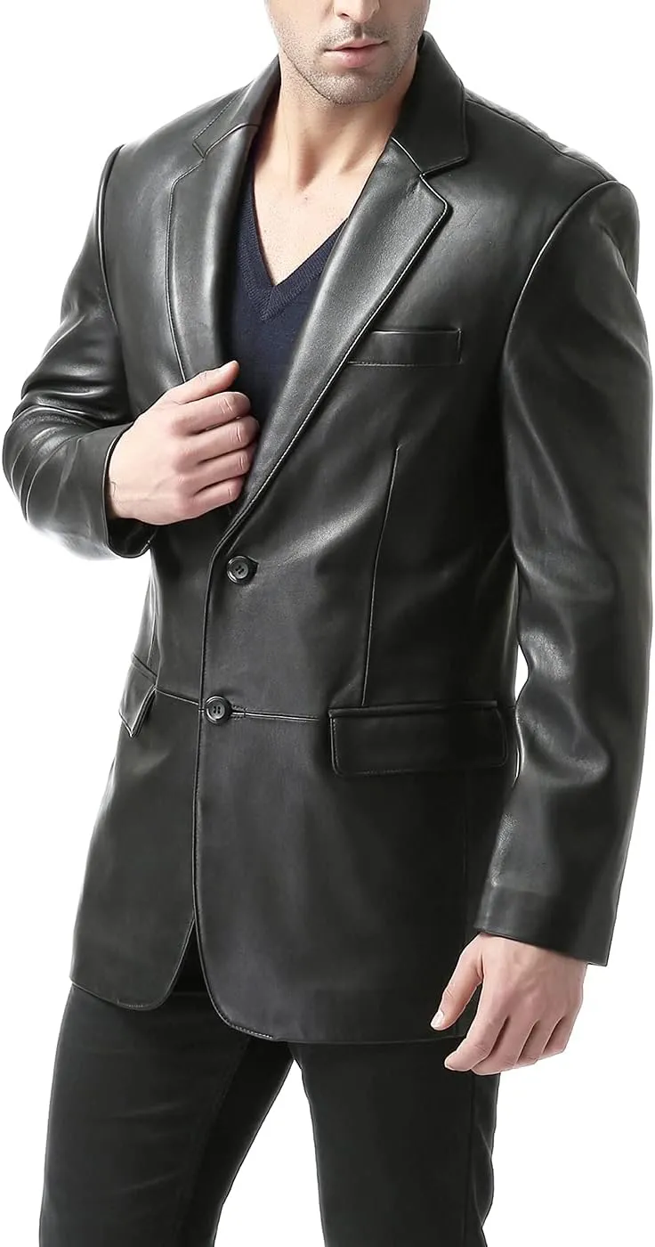 BGSD Men Richard Classic Leather Blazer Lambskin Sport Coat Jacket (Regular, Big & Tall and Short)