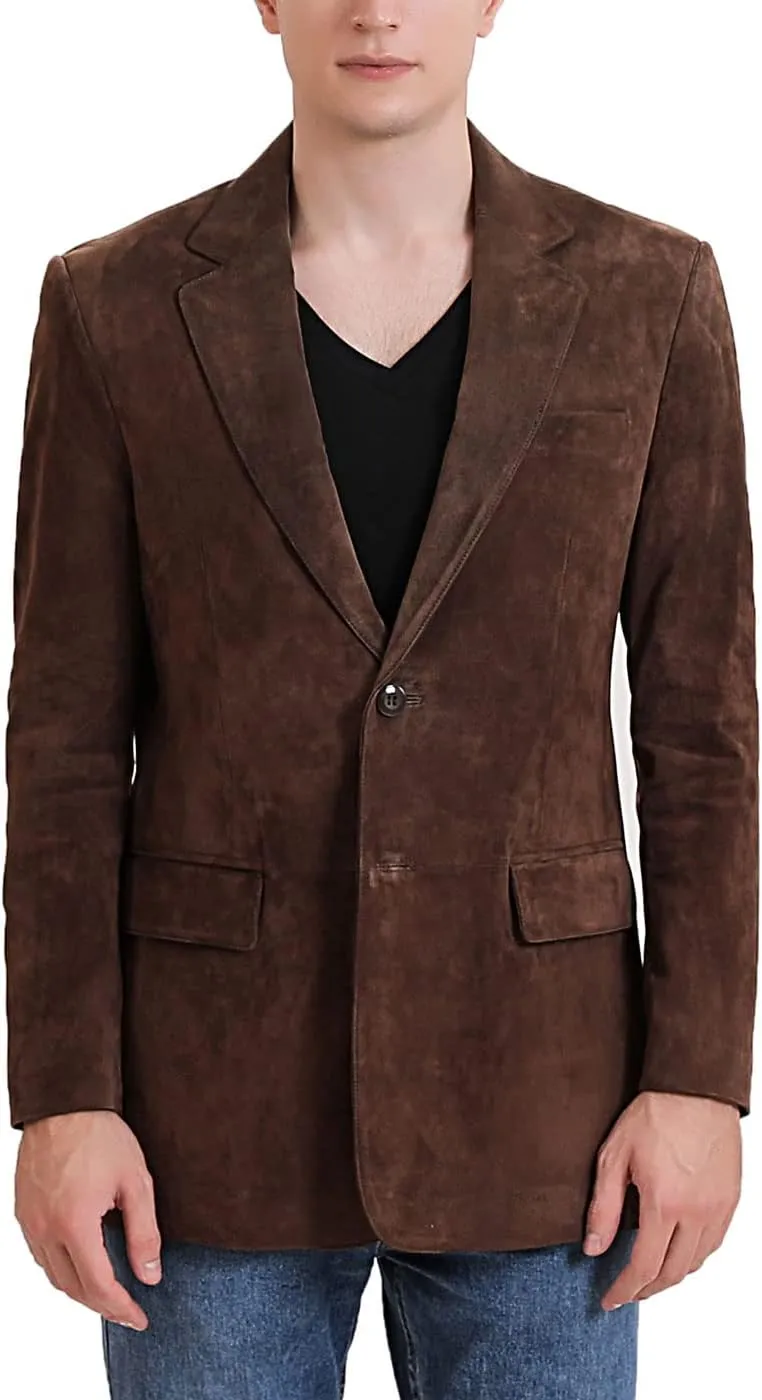 BGSD Men Richard Classic Leather Blazer Lambskin Sport Coat Jacket (Regular, Big & Tall and Short)