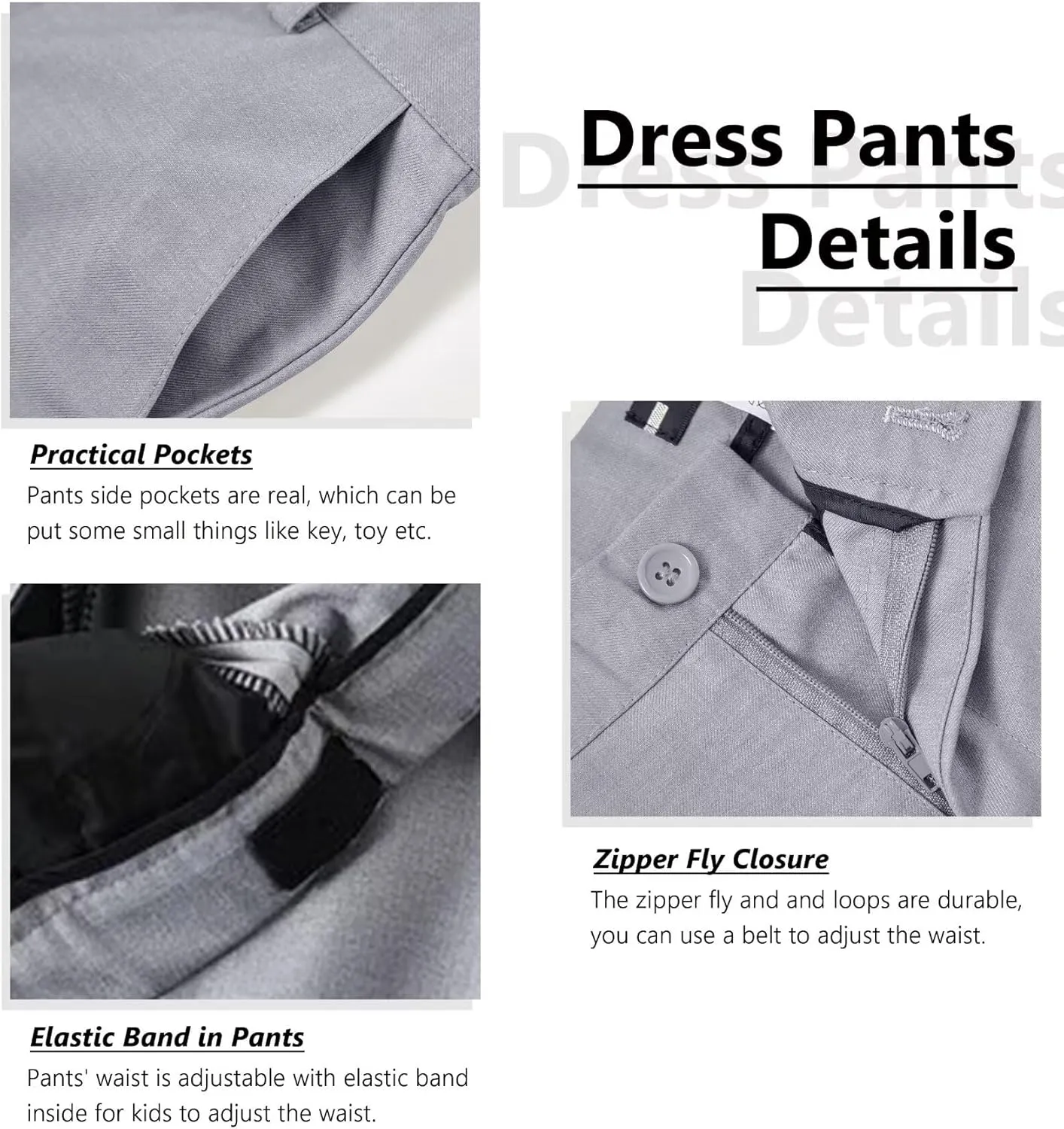 Boys Suit Formal Dress Pants Vest Suit Set for Boys Wedding Outfits with Dress Shirt Tie and Pocket Square