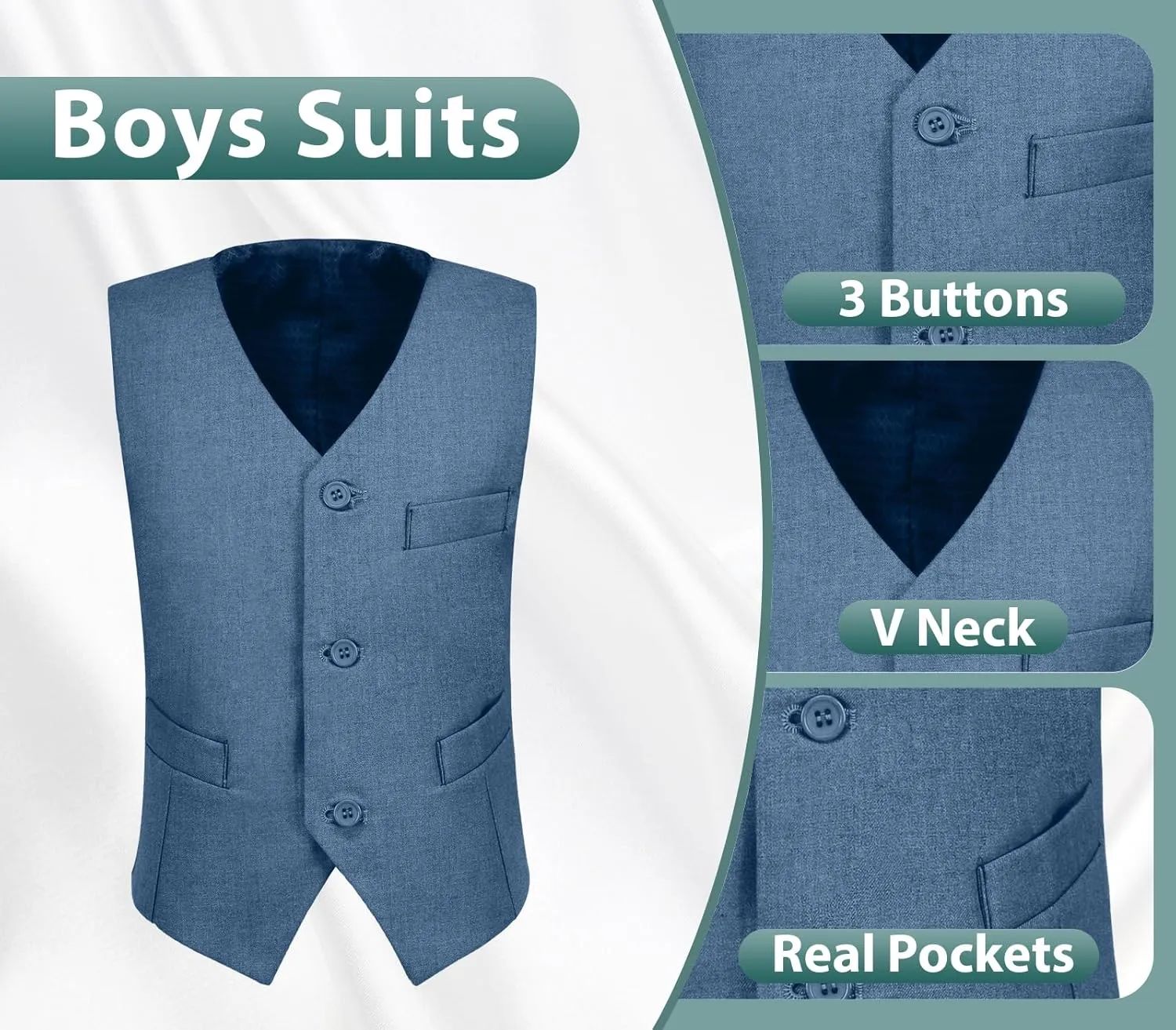 Boys Suits 3 Piece Slim Fit Suit Set Dresswear Ring Bearer Outfit for Boy