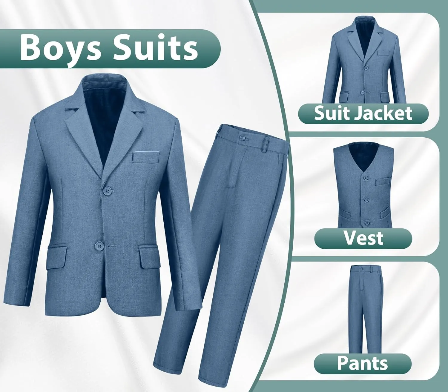 Boys Suits 3 Piece Slim Fit Suit Set Dresswear Ring Bearer Outfit for Boy