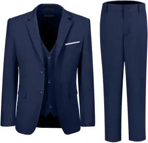 Boys Suits 3 Piece Slim Fit Suit Set Dresswear Ring Bearer Outfit for Boy