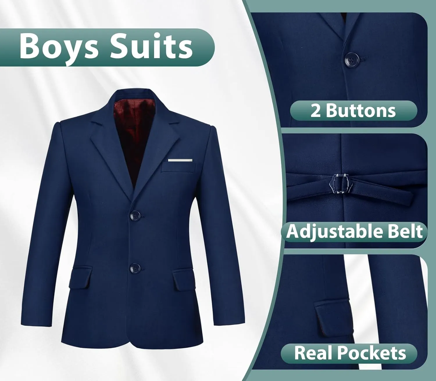 Boys Suits 3 Piece Slim Fit Suit Set Dresswear Ring Bearer Outfit for Boy