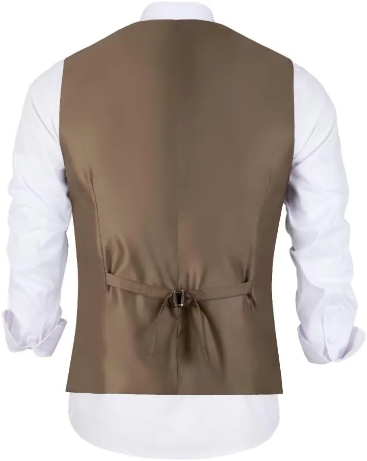 Boys Tweed Vest Vintage Toddler Waistcoat with Pocket Slim Fit Formal Dress Up Outfit