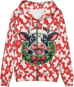 Buybai Women Fashion Hoodies Zip up Plus Size Sweatshirts with Front Pocket Oversized