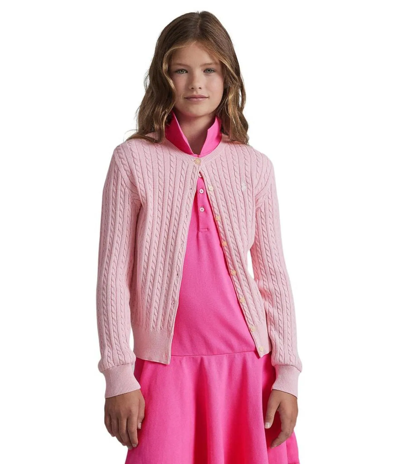 Cable Knit Cotton Cardigan (Big Kids)