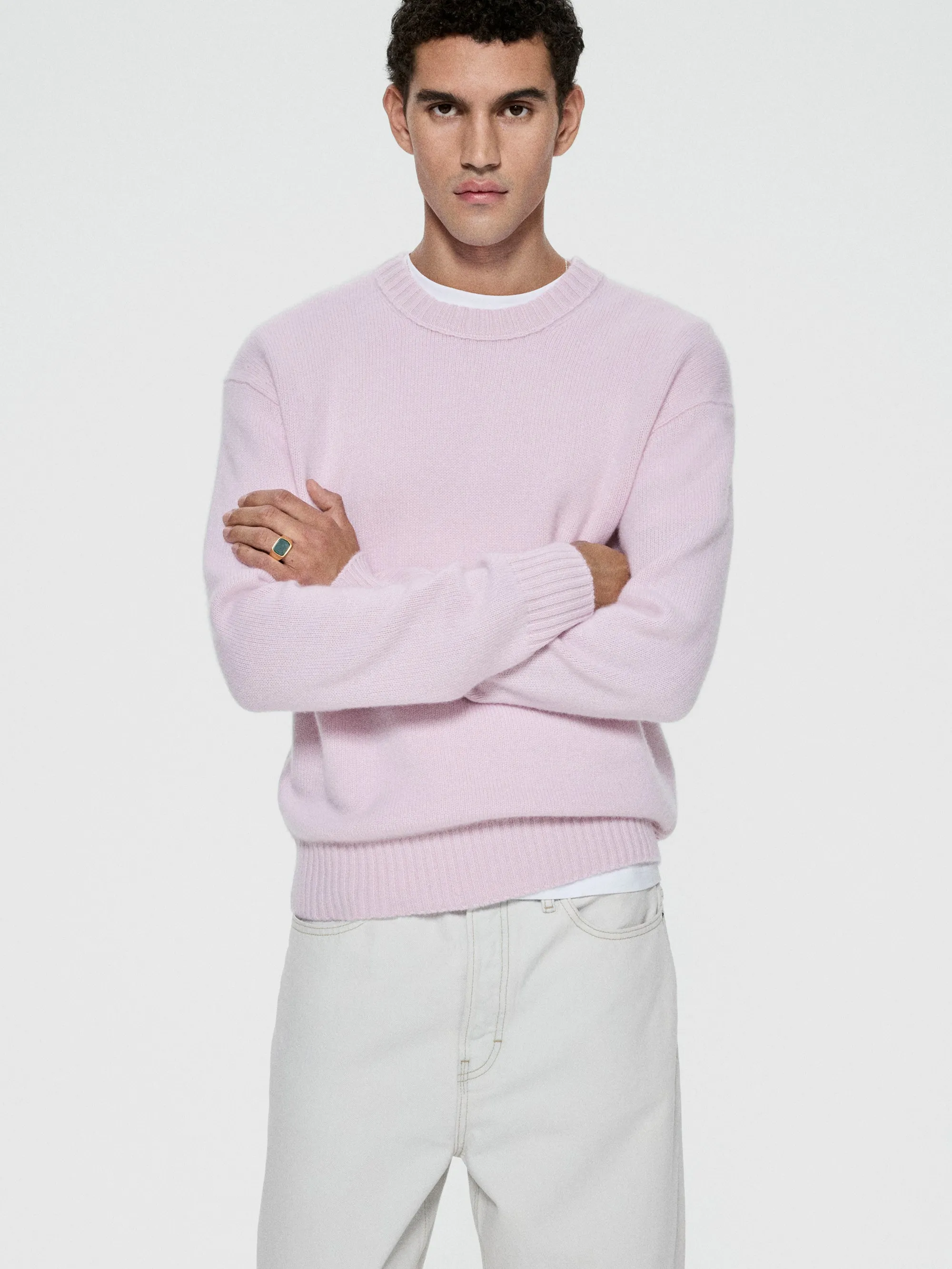 Cashmere Crewneck Sweater -- Light Pink