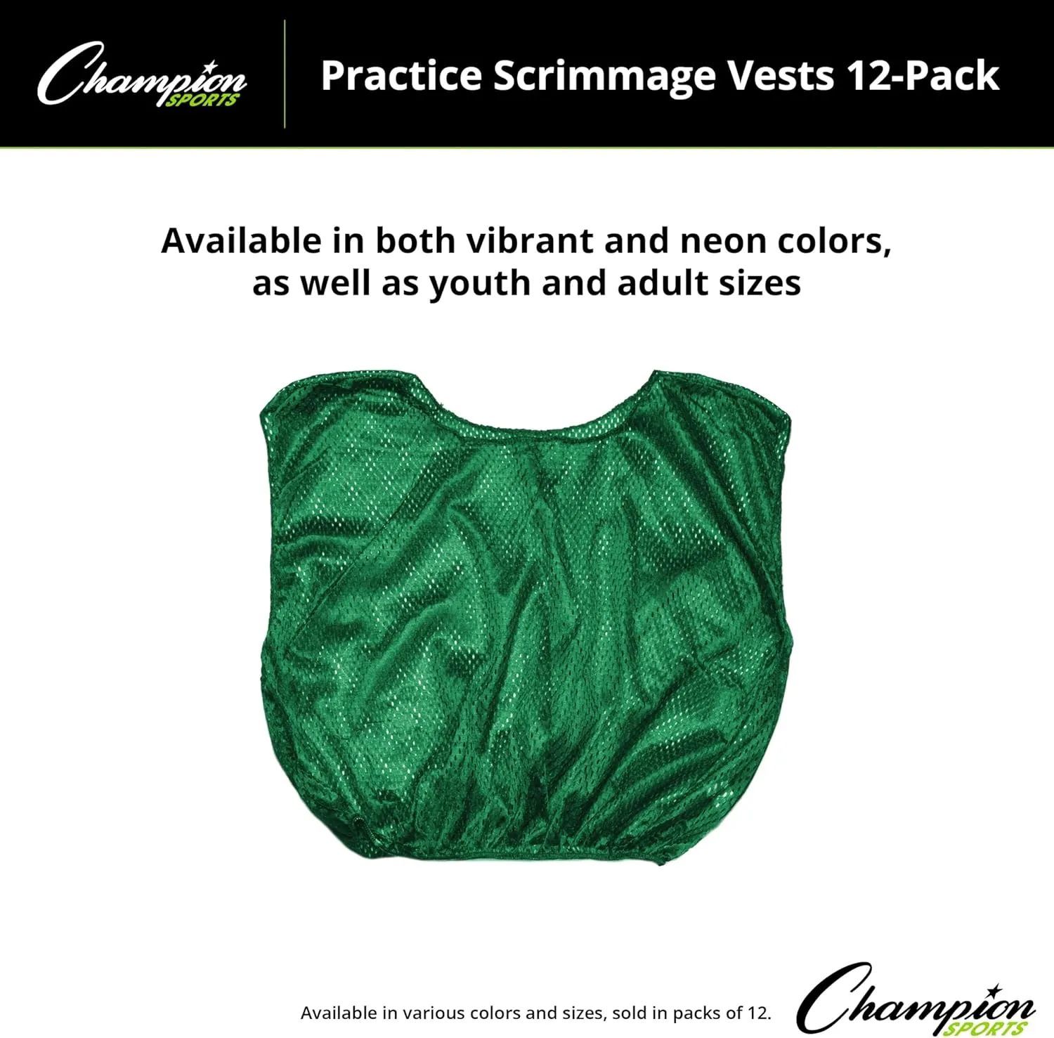 Champion Sports unisex-adult Mesh Practice Scrimmage Vest Regular and Numbered (Youth and Adult) - Pack of 12