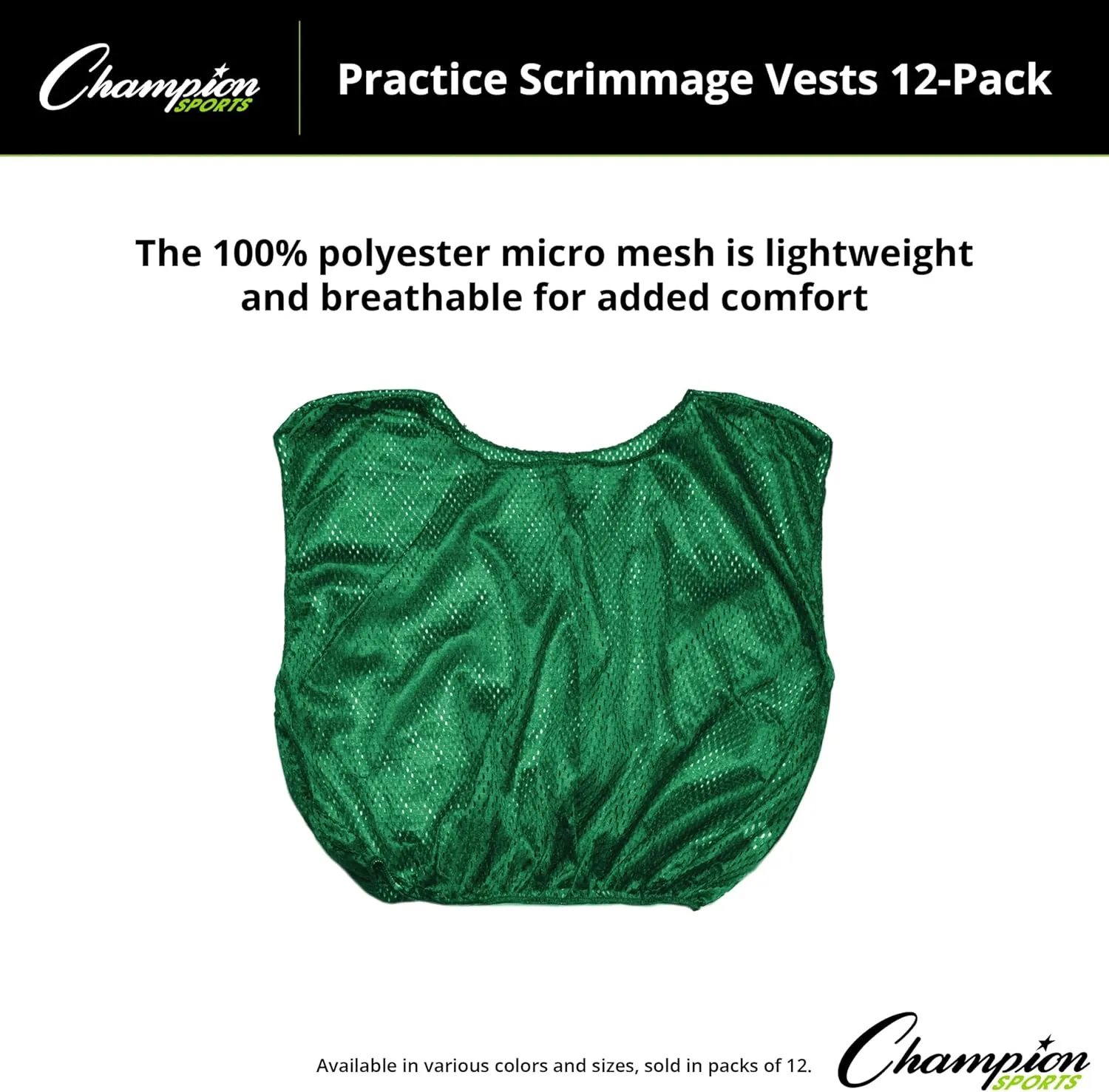 Champion Sports unisex-adult Mesh Practice Scrimmage Vest Regular and Numbered (Youth and Adult) - Pack of 12