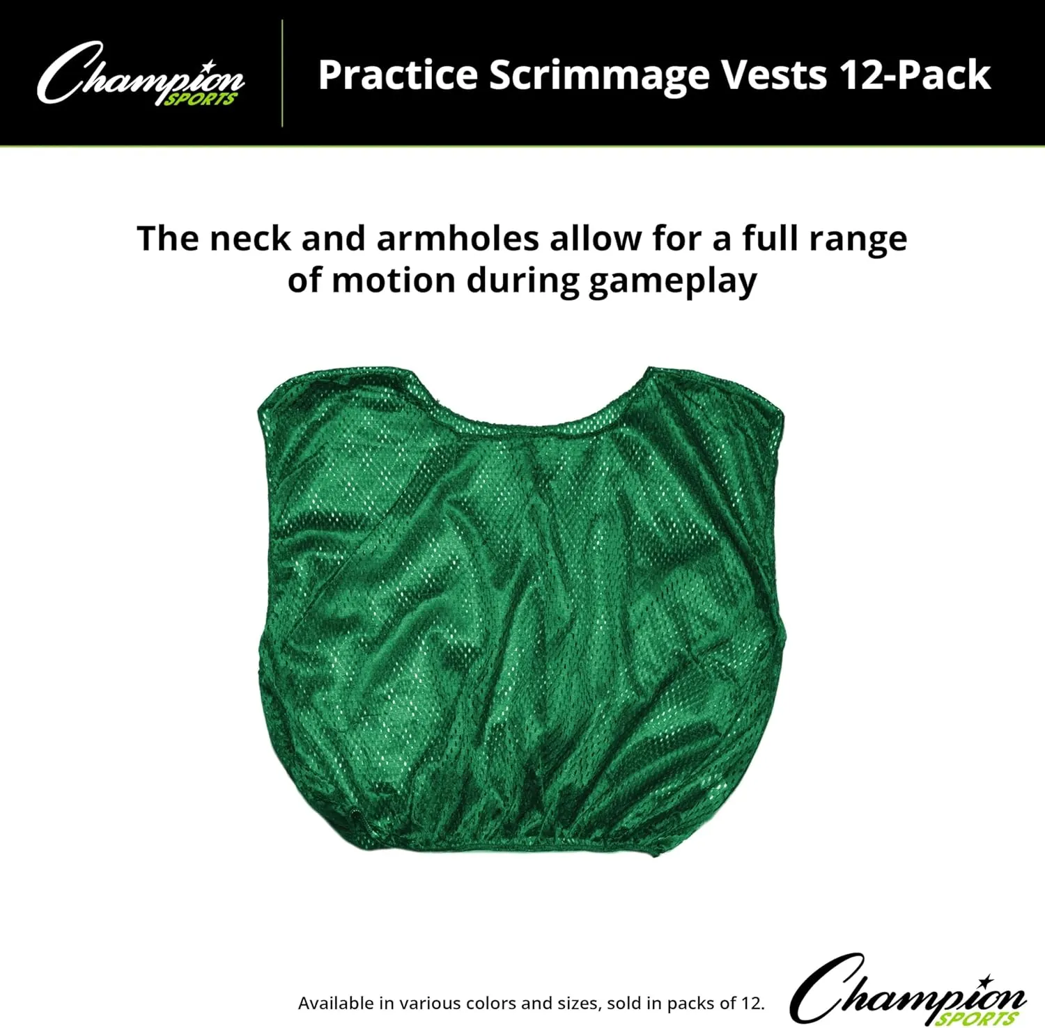 Champion Sports unisex-adult Mesh Practice Scrimmage Vest Regular and Numbered (Youth and Adult) - Pack of 12