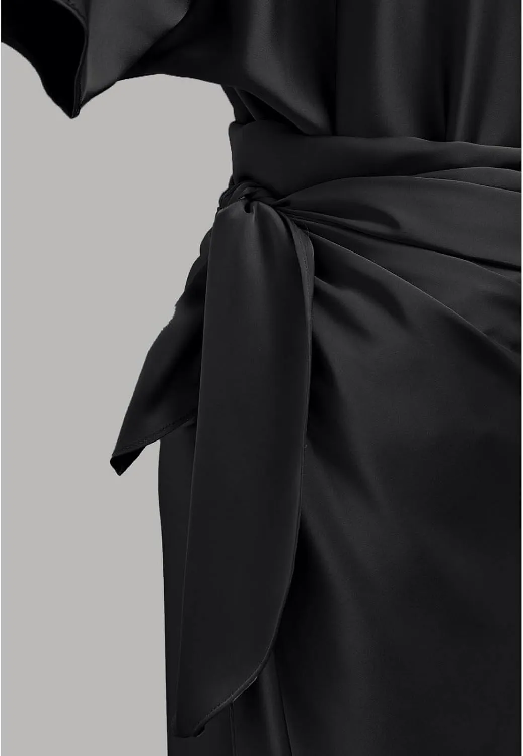 CHICWISH Women Satin Short Sleeve Maxi Dress Elegant Boat Neck Cocktail Evening Party Wrap Long Dress