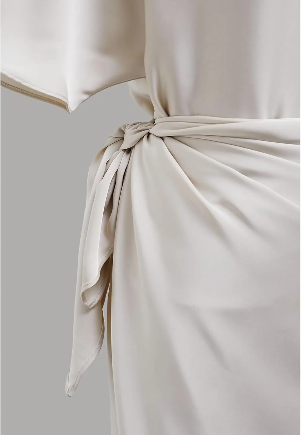 CHICWISH Women Satin Short Sleeve Maxi Dress Elegant Boat Neck Cocktail Evening Party Wrap Long Dress