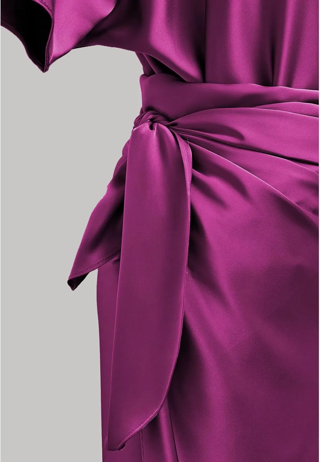 CHICWISH Women Satin Short Sleeve Maxi Dress Elegant Boat Neck Cocktail Evening Party Wrap Long Dress
